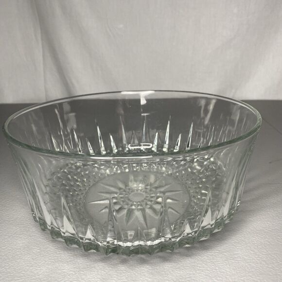 Vintage ARCROC USA Starburst Diamant Diamond Clear Glass Salad Serving Bowl – 9” - Picture 10 of 10